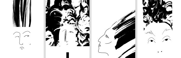 一套极简主义墙艺术。不同国籍的黑白肖像图片下载