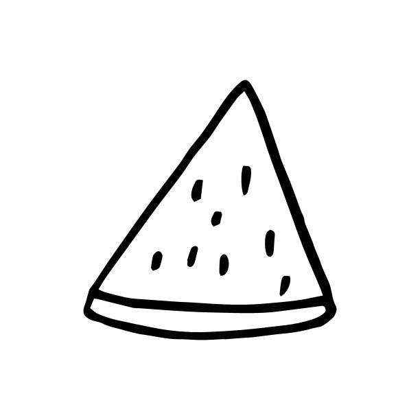 西瓜切片。手绘矢量插图。极简主义。图标,贴纸,装饰。鲜嫩多汁的水果夏季食品图片下载