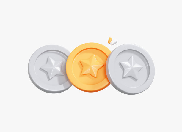 3D金银硬币。游戏设计的卡通图标。数字货币下跌。用户界面接口的概念。用户的元素。创造性的现实主义插图孤立在白色背景。三维渲染图片下载