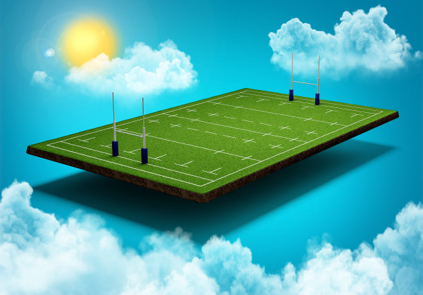 天空云层下的橄榄球场与阳光光晕3D图图片下载
