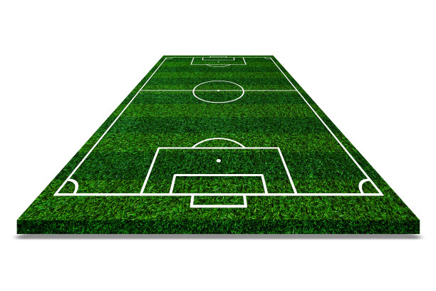 足球场地元素视图，人工草坪背景的绿草足球场地，足球场地，划定区域的白线图片下载