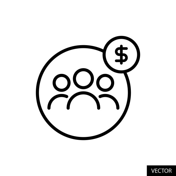 推荐和赚取，邀请朋友，赚取金钱，推荐营销概念矢量图标在线条风格孤立在白色背景。可编辑的中风。图片下载