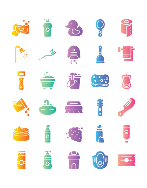 浴室图标设置30孤立在白色背景图片下载