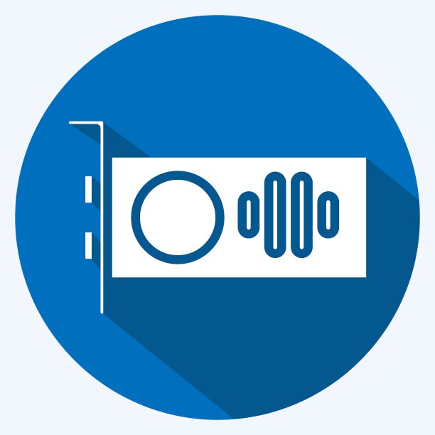 图标GPU。适用于计算机元件符号。长长的阴影风格。简单的设计可编辑。设计模板向量。简单的说明图片下载