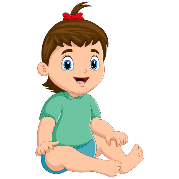 可爱的小女孩梳着辫子坐在那里图片下载