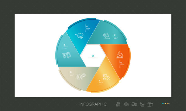 圆形信息图模板库存插图
信息图，数字6，圆，周期表，部分，饼图，建设，工程师图片下载