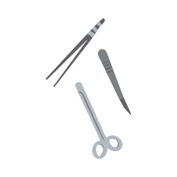 矢量医疗工具包括剪刀、手术刀、镊子图片下载