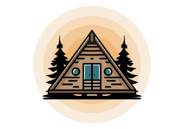 三角形木屋插图设计图片下载