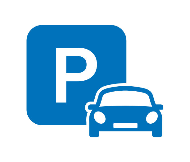 汽车停车矢量图标。蓝色的停车标志。图片下载