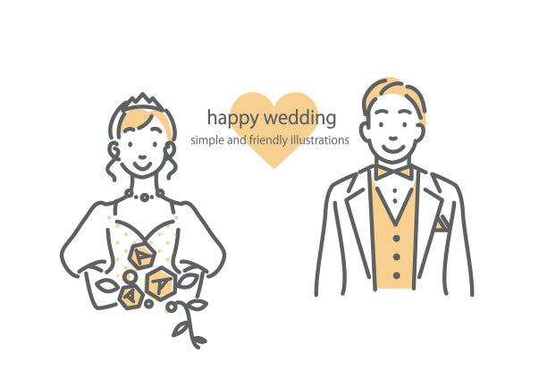 婚礼，新娘，年轻夫妇插图图片下载