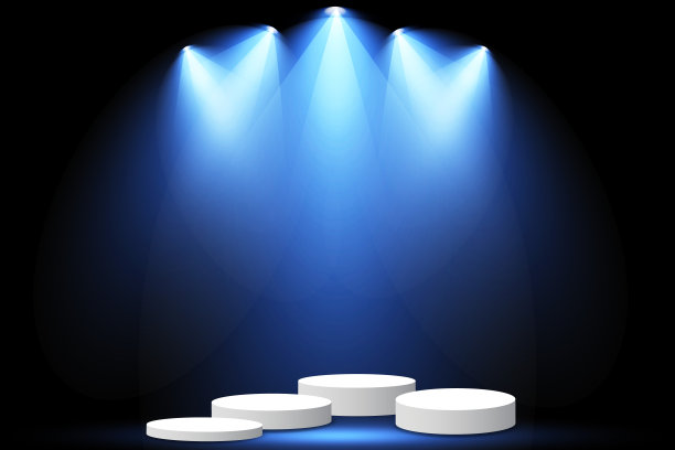 展示底座，设计平台，空产品，白色房间和侧灯。3 d渲染。图片下载