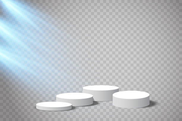 展示底座，设计平台，空产品，白色房间和侧灯。3 d渲染。图片下载