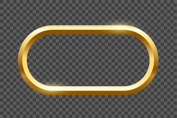 金色椭圆形框架的图片上透明的背景。空白空间的图片，绘画，卡片或照片。3d现实的现代模板矢量插图。简单的黄金对象模型。图片下载