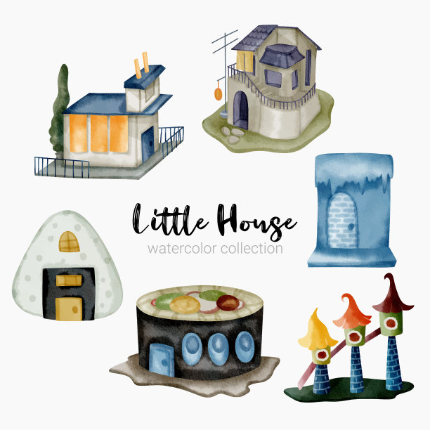 童话的房子。奇幻森林小屋。想象力的村庄。图片下载