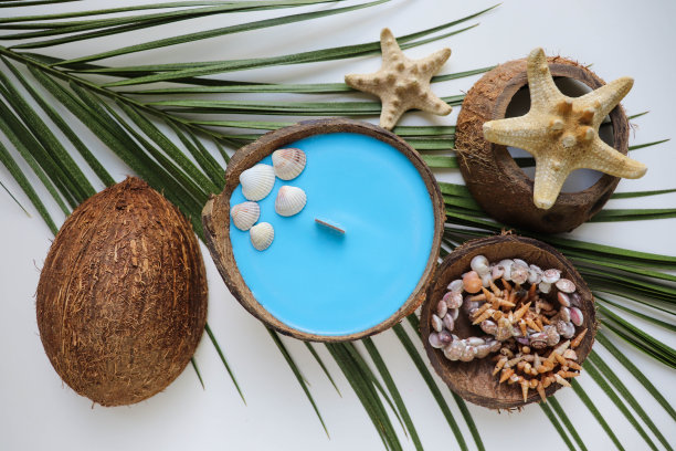 手工大豆蜡椰子蜡烛图片下载