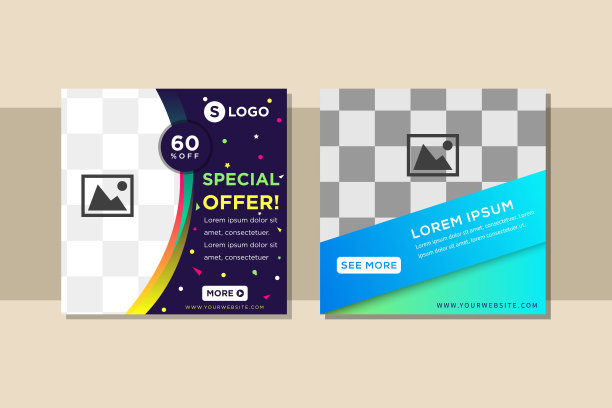 收集特供社交媒体贴牌横幅设计模板，方形布局图片下载