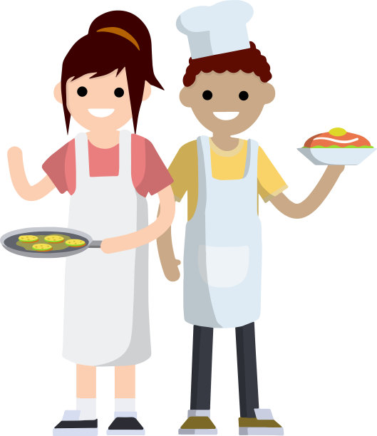 穿白围裙的女人拿着煎锅图片下载