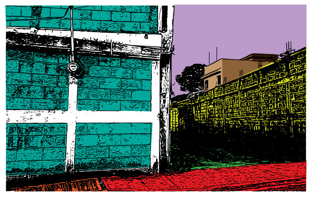 危地马拉乡村城市的矢量街道画，平面颜色插图。城市艺术灵感。图片下载