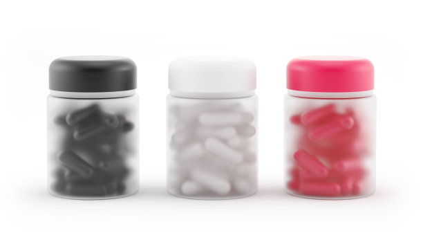 维生素瓶不同变种。药瓶模型隔离在白色图片下载