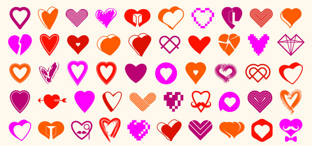 收集心形标志或图标集心图片下载