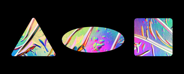 为设计模型的空白粘彩虹渐变贴纸形状的集合。全息塑料纹理拼接贴纸适用于吊牌、标签、品质、设计元素等。图片下载