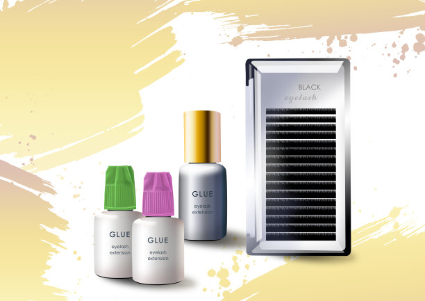 睫毛和胶水瓶子的样板。瓶帽。三维渲染图片下载