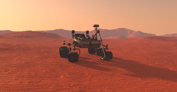 火星漫游者的火星3D插图图片下载