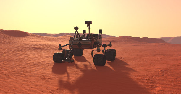 火星漫游者的火星3D插图图片下载