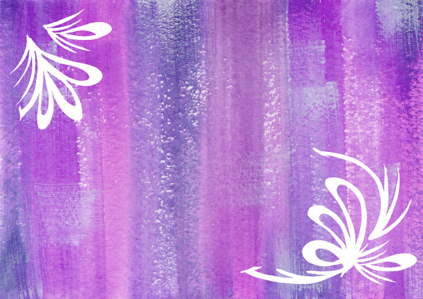 白色框架从线艺术叶水彩画抽象背景。紫罗兰，丁香和紫色斑点和滴纹理。背景点的包装和网络图片下载