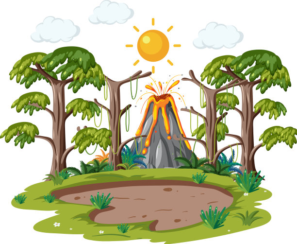 火山森林景观孤立图片下载