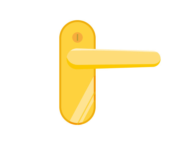 一个金色门把手的矢量插图。图片下载