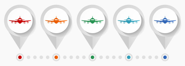 飞行，飞机，飞机概念矢量图标，易于编辑的信息图形模板，一套丰富多彩的平面设计指针的网页设计和移动应用程序图片下载