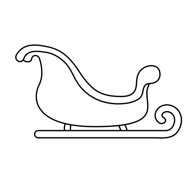 圣诞老人的雪橇在线条风格。矢量图图片下载