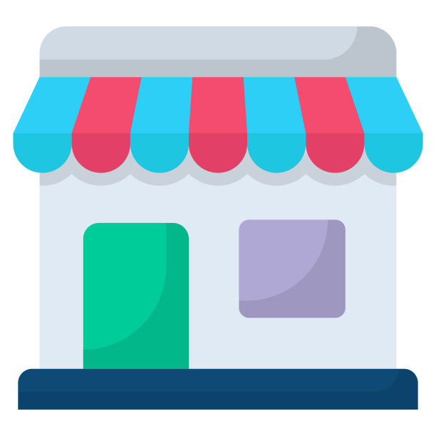 商店，建筑平面彩色图标图片下载