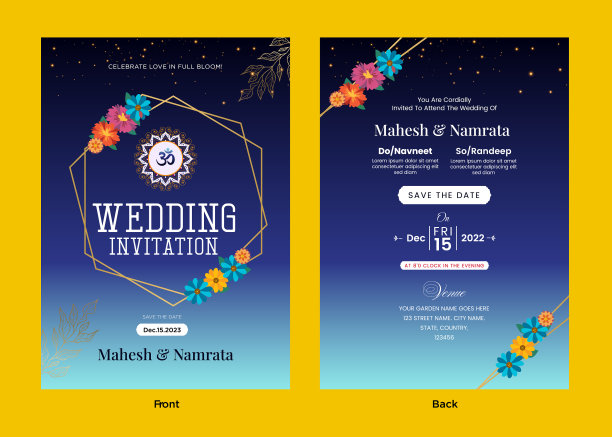优雅的传统印度婚礼邀请卡图片下载