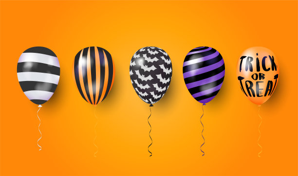 3D元素万圣节气球。万圣节快乐decotation。图片下载