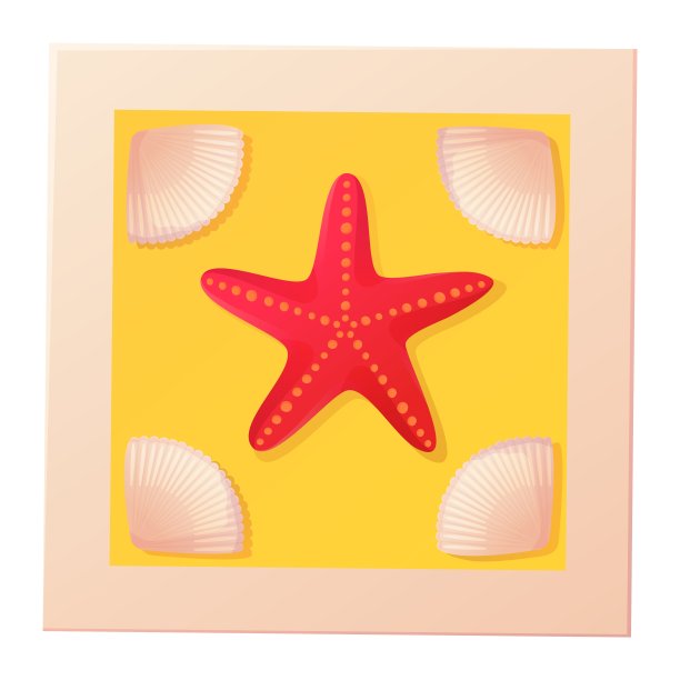 红色海星海贝照片。海滩剪贴画，海洋明星元素概念。股票矢量插图孤立在白色背景在平面卡通风格图片下载