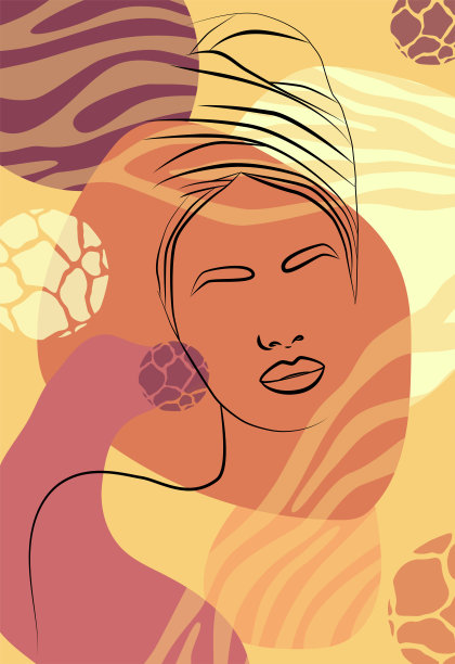 一幅极简主义风格的年轻女子的抽象肖像。图片下载