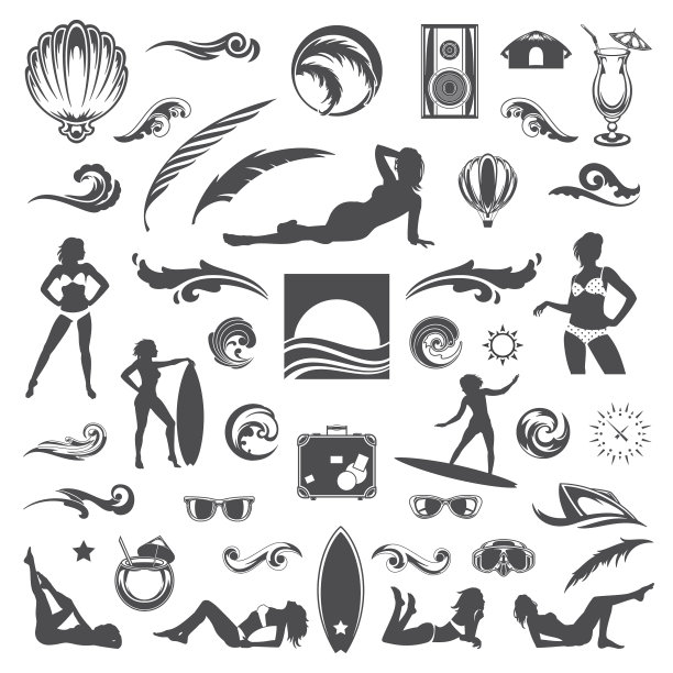 复古风格的夏日偶像和剪影图片下载