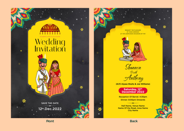 漂亮的印度婚礼邀请函图片下载