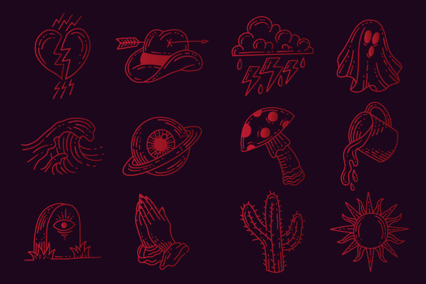 集收集神秘天体剪贴画符号图片下载