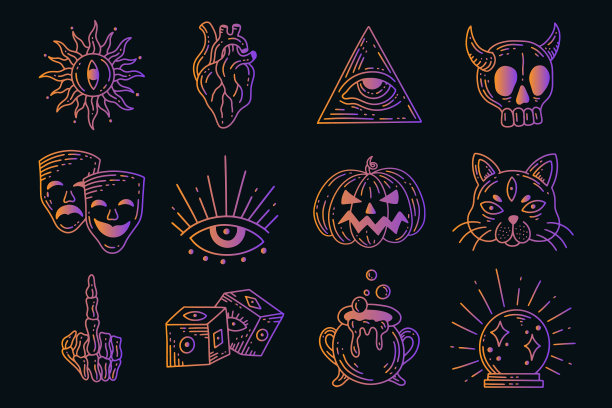 集收集神秘天体剪贴画符号图片下载