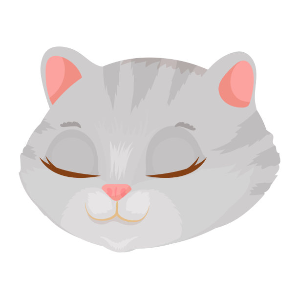 可爱的脸灰色的猫。宠物。小猫。矢量插图。图片下载