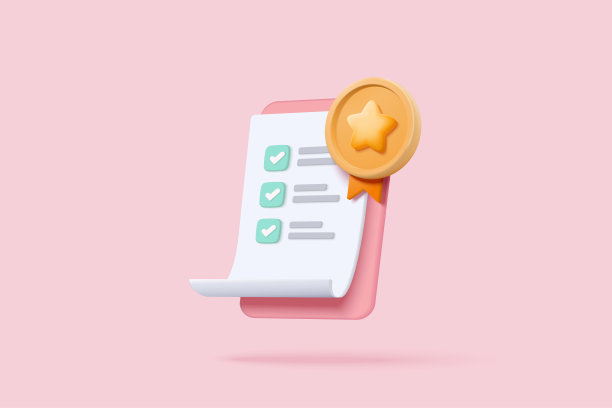 3d证书或文凭图标与邮票和丝带蝴蝶结孤立的背景。白色剪贴板任务管理待办事项清单，按照项目计划概念工作。3d矢量渲染在粉红色的背景图片下载