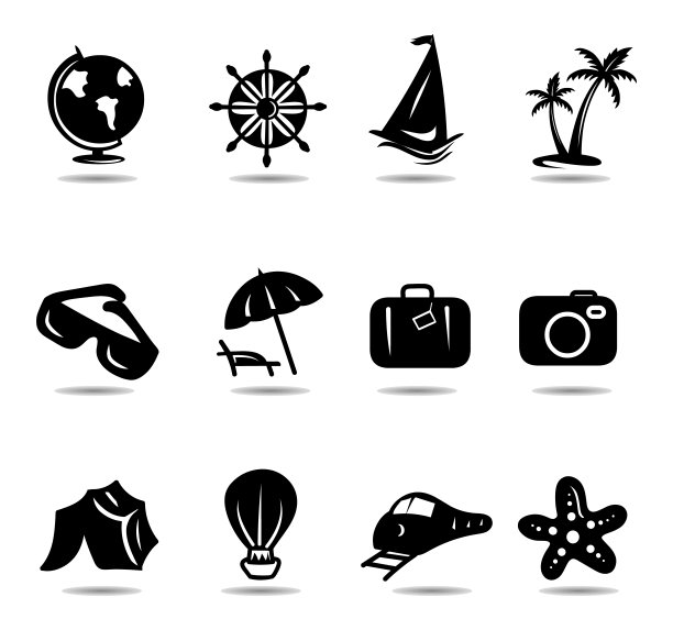 旅游和旅游矢量图标图片下载