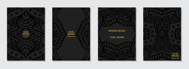 封面设置，垂直模板。收集浮雕异域黑色背景与三维图案，几何装饰民族纹理。东方，亚洲，印度，墨西哥的部落思想图片下载