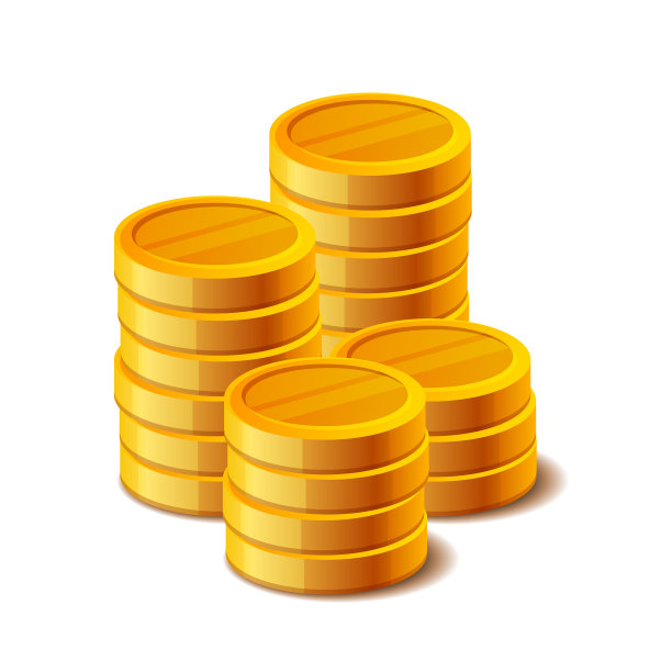 白色背景上成堆的金币图片下载