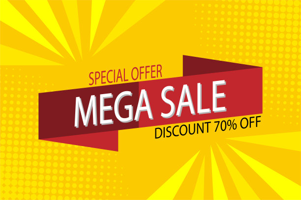 Mega sale折扣横幅模板促销。图片下载