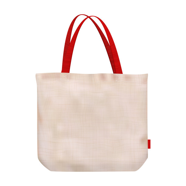 从背景中分离出布料纹理的棉大手提袋的空白模型图片下载