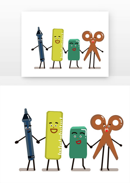 文具卡通尺子铅笔组合图片下载